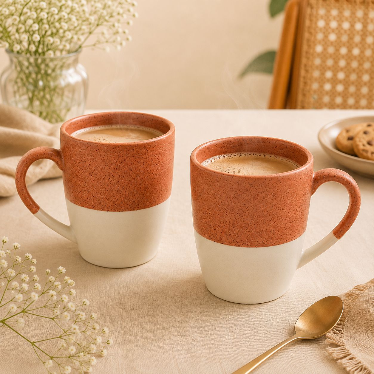 terracotta white coffee cup set