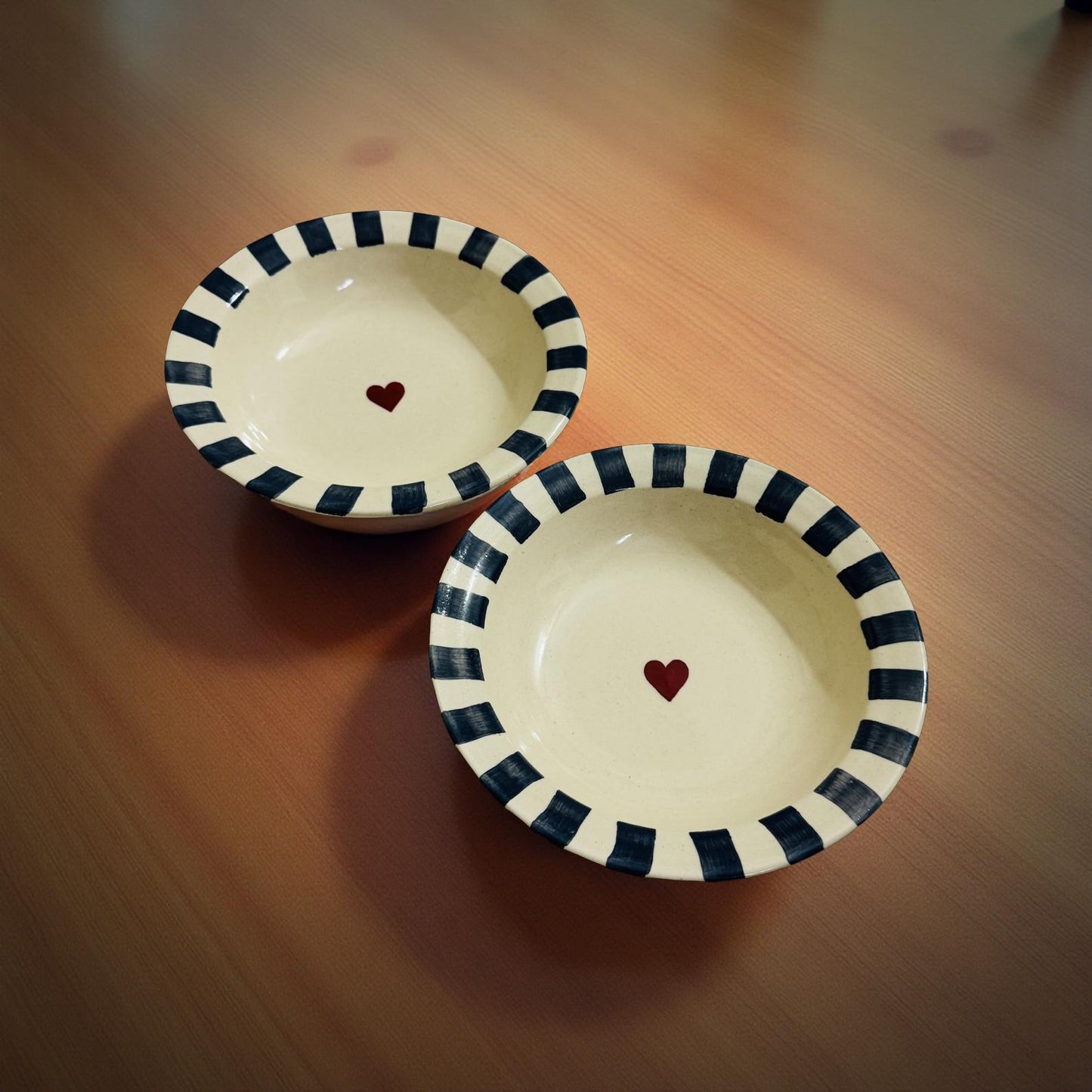 Heart & Hearth Bowls – Set of 2 Handpainted Ceramic Pieces