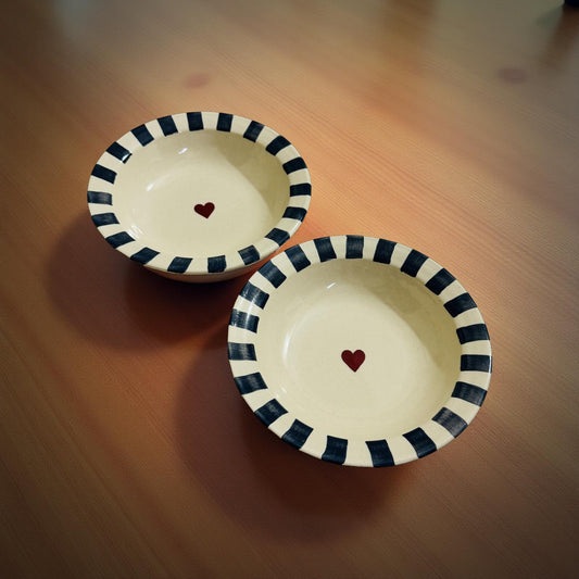 Heart & Hearth Bowls – Set of 2 Handpainted Ceramic Pieces