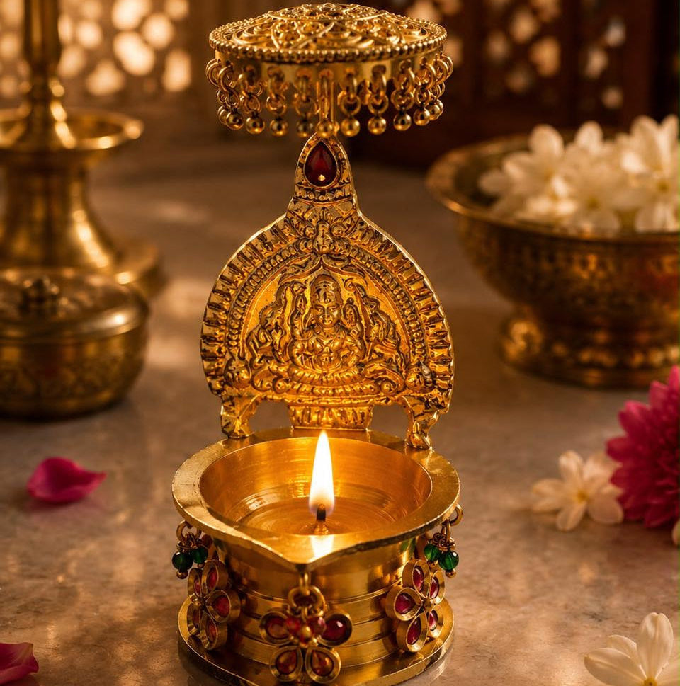 Royal decorative hanging diya with Devi motif for Diwali gifting