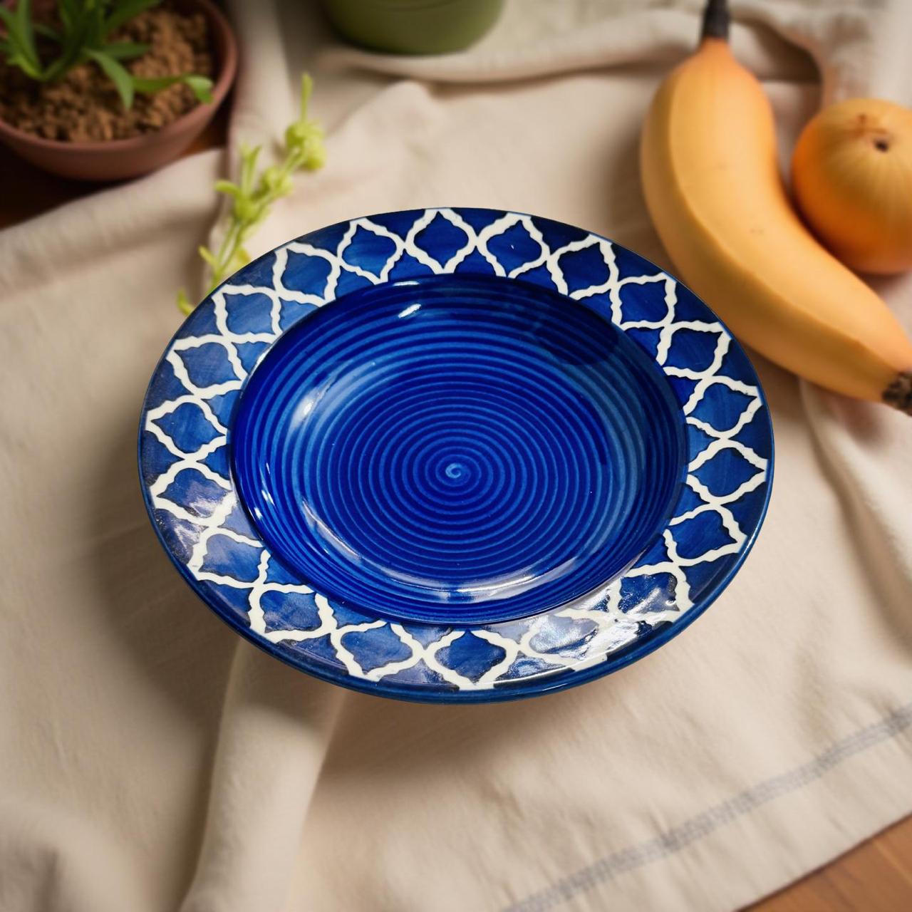 Handcrafted Blue Ceramic Pasta Plate – 9 Inch
