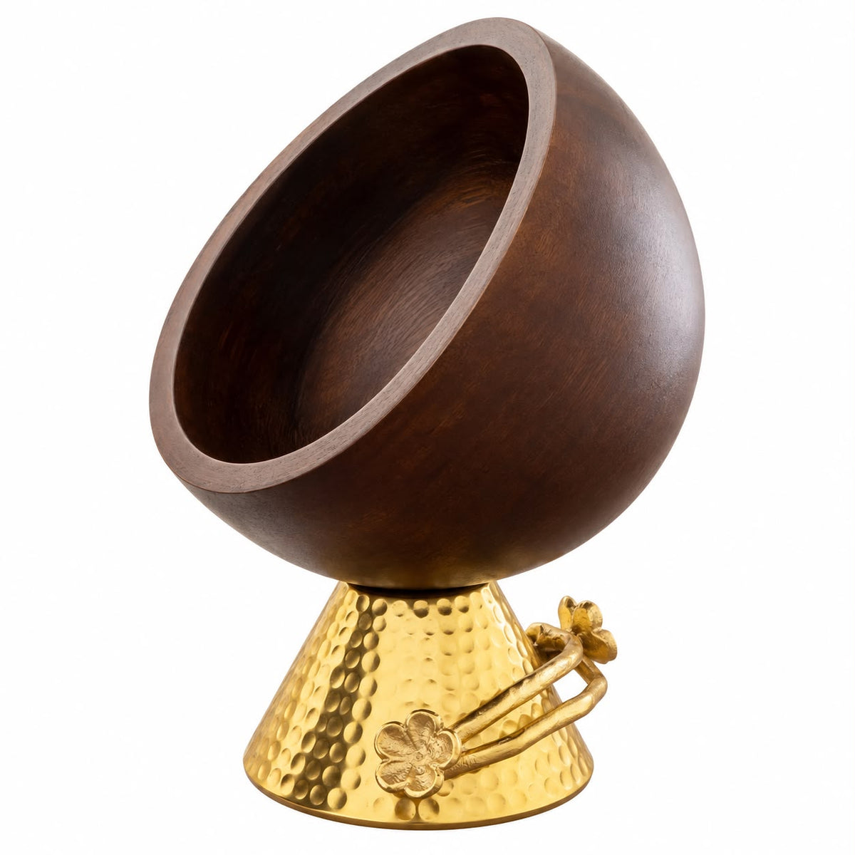 Decorative wooden centerpiece bowl with raised stand