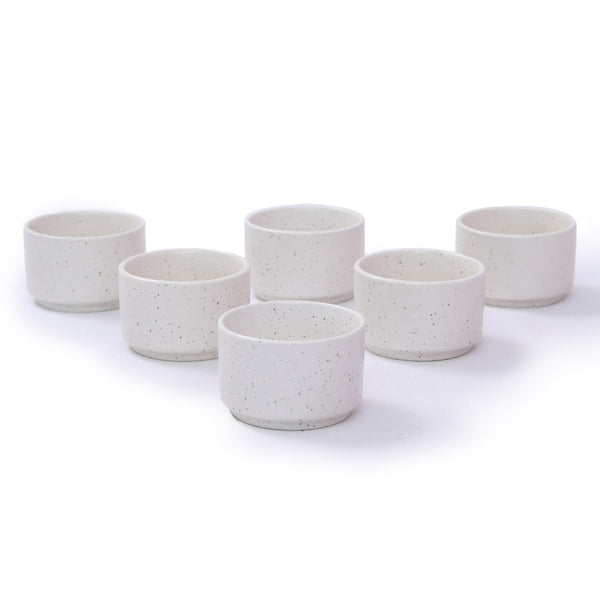 Ceramic Chutney Dip Bowl Solid White Dots Set of 6