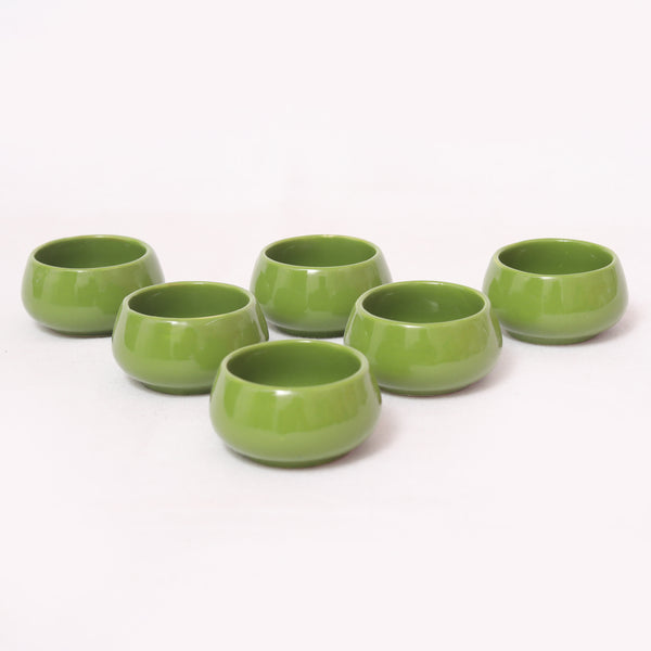 Ceramic Chutney Dip Bowl Solid Green Set of 6