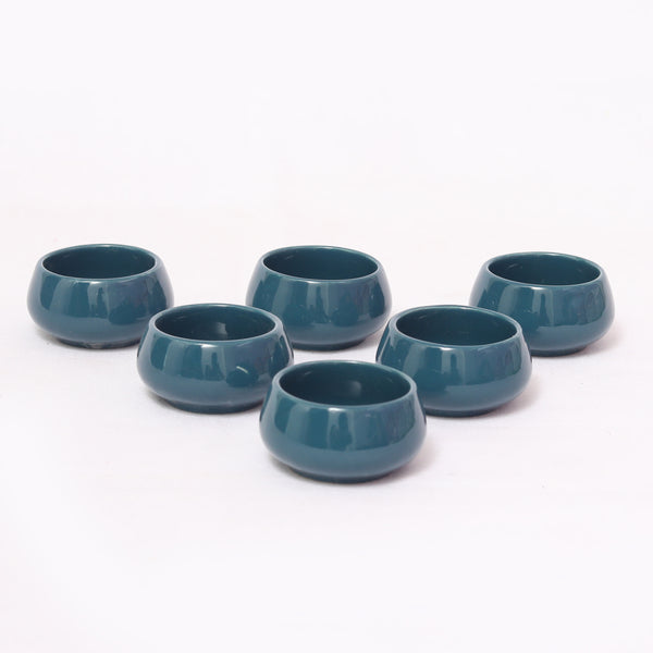 Ceramic Chutney Dip Bowl Solid Blue Set of 6