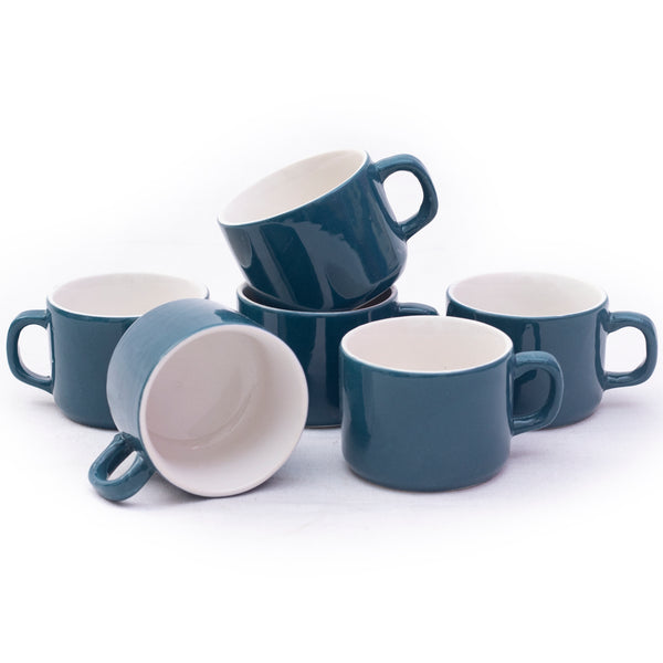 Ceramic Tea Cup - 6 Pieces 80 ml Blue