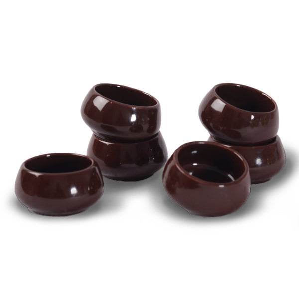 Ceramic Chutney Bowl Dip Bowl Brown Set of 6