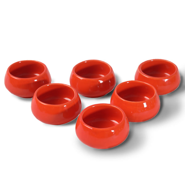 Ceramic Chutney Dip Bowl Solid Orange Set of 6