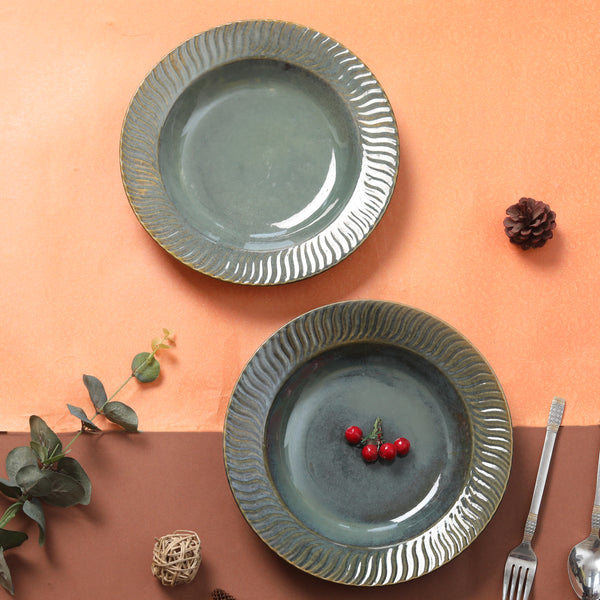 Green Deep Pasta Ceramic Plates