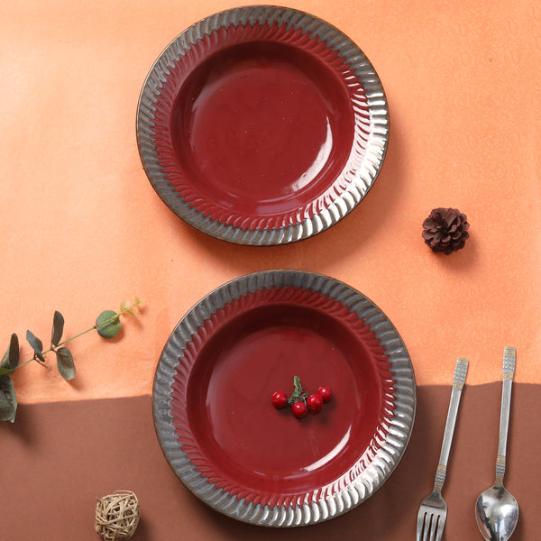 Red Deep Pasta Ceramic Plates