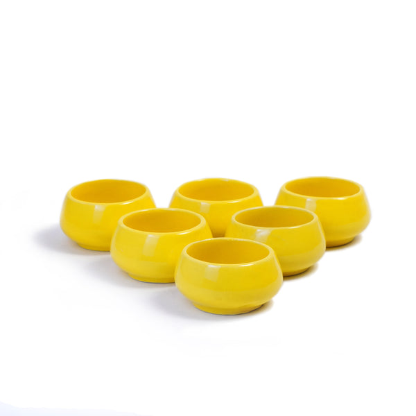 Ceramic Chutney Dip Bowl Solid Yellow Set of 6