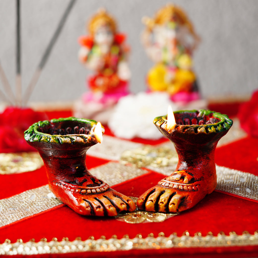 Handmade Terracotta Diya For Puja and Festivals Clay Diya Set of 2