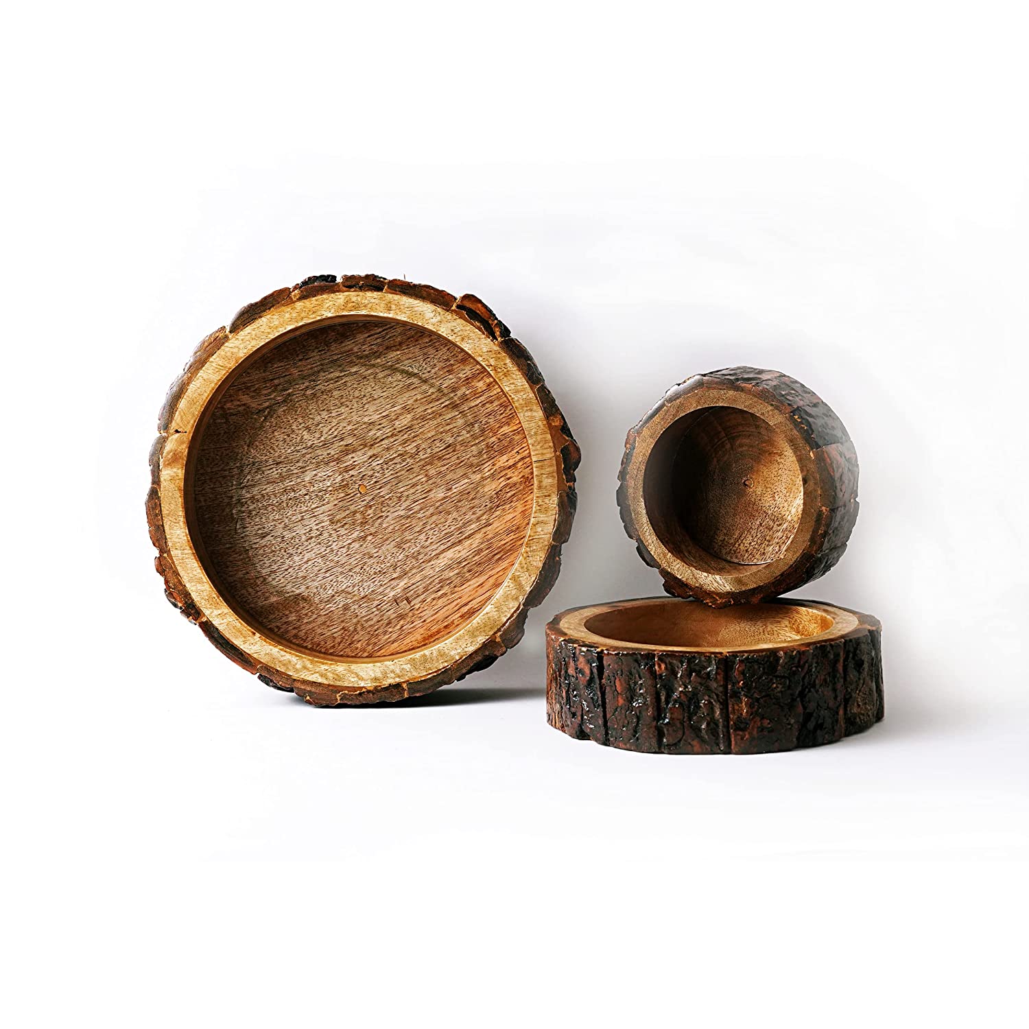 Hand-carved wooden tray set for serving appetizers