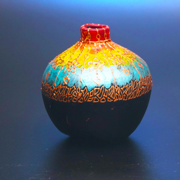 Hand Painted Rainbow Terracotta Vase